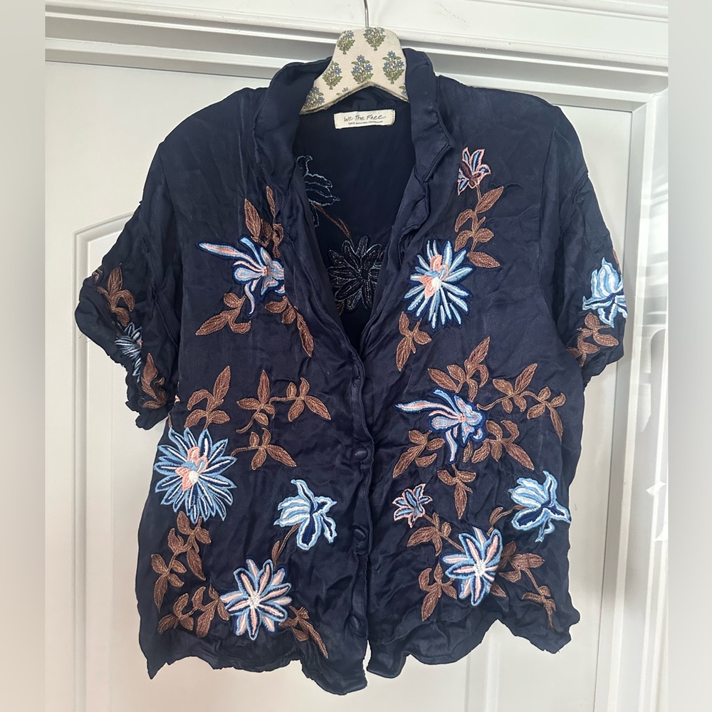 Free People Fresh Flowers We The Free Embroidered Button Down